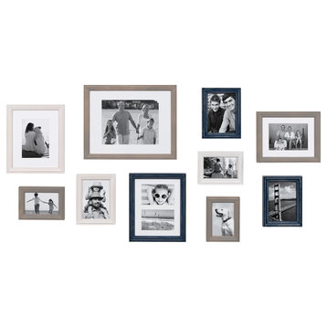 Bordeaux Gallery Wall Wood Picture Frame Set, Multi/Blue 10 Piece