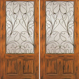 Double Door, Exterior, Knotty Alder 2/3 Lite 2 Panel - Front Doors