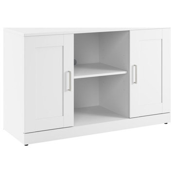 Pemberly Row Contemporary 48W Buffet Cabinet in White - Engineered Wood