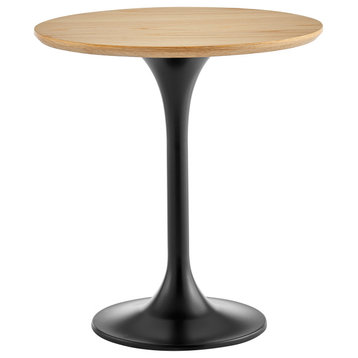 Astrid Side Table with Oak Veneer Top and Matte Black Base, Oak