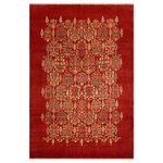 Bareens Designer Rugs - Antique Vegetable Dyed Jaimee Red/Tan Wool Rug - 8'2'' x 10'0'' - Designed with mesmerizing intricacy and gorgeous color palette, this hand-knotted masterpiece demonstrates the beauty and electrifying thrill of Pak Persian art. These meticulously hand-knotted Pak-Persian rug is made with pure wool and features breathtaking traditional, transitional, and tribal designs in bold luxurious color pallets. Known for their intricate designs these rugs are a reproduction of Persian rugs, made in Pakistan with unique Mughal designs. Made by master weavers using the same Persian texture, design and dying technique, we wanted to produce the most significant manifestation of Persian art, life, and culture. This rug is most famous for its exceptional quality, incredible designs, patterns, and vibrant rich color. Pak-Persian rugs made with Persian weave with high knot counts, which enables the high intricacy and detail found in the patterns are also referred to as "State of art", each color adds a rich beautiful detail in the artwork of this rug. The design, color, and beautiful chromatic composition with a vibrant sheen with intricate designs, exude beauty, elegance, and quality make this rug a masterpiece of its own.