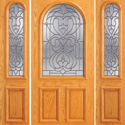 Prehung Mahogany Radius Li House Two Sidelites Door - Front Doors