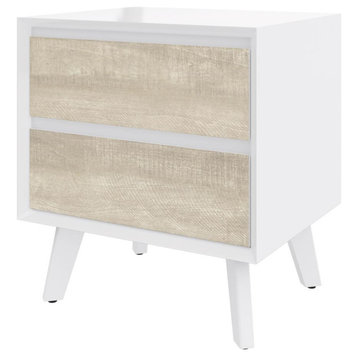 Bestar Adara 19W End Table In Uv White And Mountain Ash Gray
