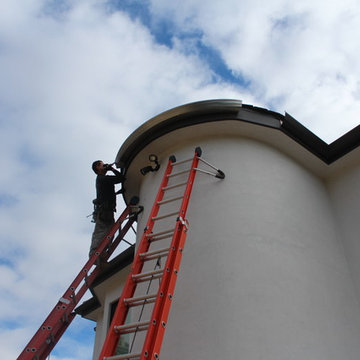 6 inch Angle Face/Flat Face Gutters with smooth Downspouts in Pacific Palisades