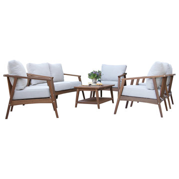 Eucalyptus 6-Piece Modern Seating Group With Coffee Table