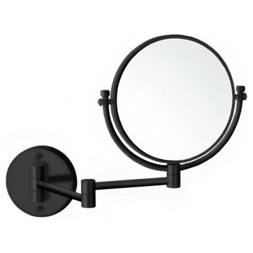 Double Sided Wall Mounted 3x Makeup Mirror, Matte Black