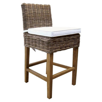 PADMAS PLANTATION BOCA Counter Stool Clear Coating White Soft Gray