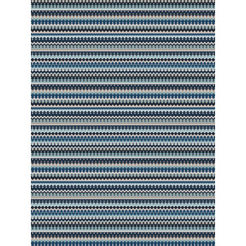 Indigo Blue Light Blue Stripes Chevron Contemporary Modern Wov Upholstery Fabric