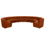Meridian Furniture - Limitless Velvet Upholstered 12-Piece Modular Sectional, Cognac - Invest in your home's comfort with this Limitless 12 Piece Sectional. This modular unit offers tons of flexibility in the number of ways that you can put each piece in the Limitless collection together to get the ideal customized look. Upholstered in cognac velvet, this beautiful piece is soft and cool to the touch, so you can feel comfortable from every angle. Button and channel tufting add to this unit's upscale look and contemporary charm.