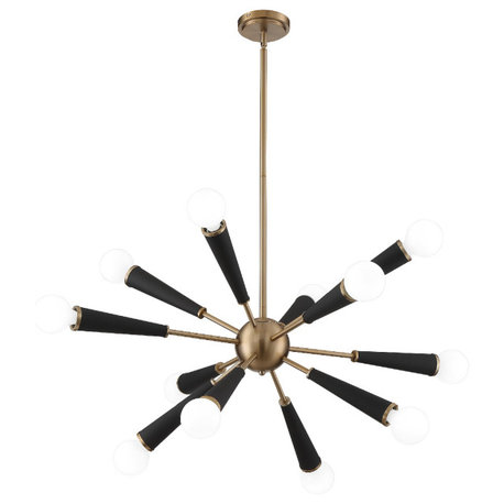 Zodiac 12 Light Aged Brass Chandelier