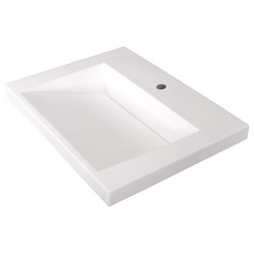 Ramp Sink Vessel 25" Bathroom Vanity Top, White