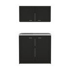 DEPOT E-SHOP Agate Cabinet Set, Two Parts Set, Countertop-Black, For Kitchen