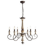 LNC - LNC 6-Light French Country Distressed white Wood Large Chandelier 28"H - At LNC, we always believe that Classic is the Timeless Fashion, Liveable is the essential lifestyle, and Natural is the eternal beauty. Every product is an artwork of LNC, we strive to combine timeless design aesthetics with quality, and each piece can be a lasting appeal.
