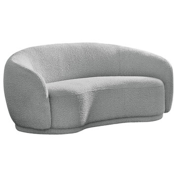Hyde Boucle Fabric Upholstered Loveseat, Grey