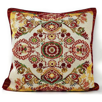 Tapestry Woven Rococo Elegant Ornate Paisley Pillow Cover
