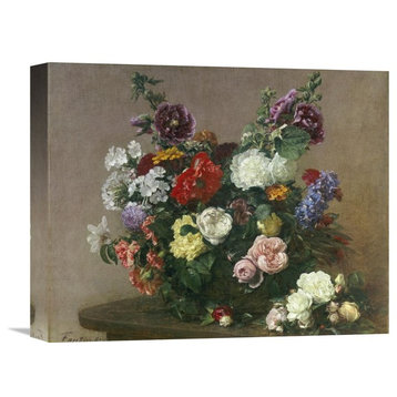 "A Bouquet of Mixed Flowers" Canvas Giclee by Henri Fantin-Latour, 16"x13"