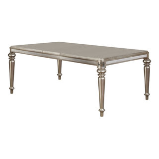 Rectangular Dining Table with Leaf, Metallic Platinum - Traditional ...