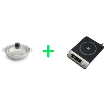 Combination of 1650W Induction Cooker With Control Knob + Stainless Steel Pot