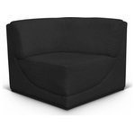 Meridian Furniture - Ollie Black Boucle Fabric Chair, Black, Corner Chair - The Ollie Boucle Fabric Corner Sofa is a truly stunning piece that boasts an elegant and attention-grabbing design. It is upholstered in a rich black boucle fabric that feels soft and smooth to the touch, making it the perfect addition to any space that requires a touch of sophistication and style. The sofa's corner design ensures that it can easily fit into any room layout, while its plush cushioning provides optimum comfort for you and your guests. Whether you're entertaining guests or simply relaxing after a long day, the Ollie Corner sofa is the perfect piece to help you unwind in style.