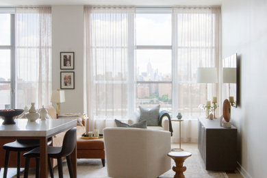 Example of a trendy living room design in New York