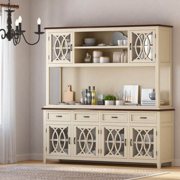 Carrollton Two Tone Mahogany Wood Dining Room Kitchen Hutch