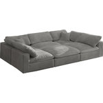 Meridian Furniture - Cozy Velvet Upholstered Comfort 6-Piece U-Shaped Modular Sectional, Gray - Bring home this Cozy 6-piece sectional for a fresh new look. Embrace casual elegance with this Cozy velvet cloud-like comfort modular fiber-filled seating option. Handsome from all angles, this piece features soft Gray velvet upholstery to make it an easy fit in any room. This modular piece can be combined with other items in the Cozy collection to create a seating group of your dreams. The cushions on this piece are exceptionally comfortableand filled with fiber for luxury that you deserve as you rest and relax.