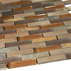 Land Brown Aliminum Stone Glass Mosaic Tile Random Pattern for Bathroom and Kitc - Home Accessories & Decor