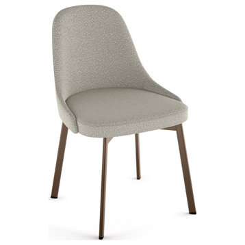 Amisco Harper Dining Chair, Light Beige and Grey Boucle Polyester / Bronze Metal