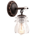 Kalco - Brierfield 1 Light Bath - Brierfield 1 Light BathStyle: TransitionalRated: DryPower: HardwireLamping: 1 light(s). 60W IncandescentBulb(s) not included.Finish: Antique CopperThe Brierfield Collection flips candelight on it�s head. This collection is brought to life with Clear Glass shades referencing antique telephone pole insulators  clean lines showcased in Kalco�s exclusive Antique Copper finish and highlights of Copper Patina accents. Brierfield has takes the idea of candlelight and shines it downward to create a modern yet classical series of light fixtures.