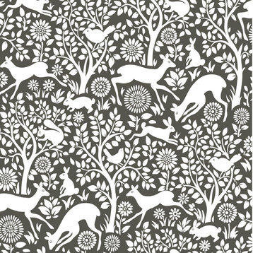 NUS3146 Merriment Peel & Stick Wallpaper in Charcoal Grey