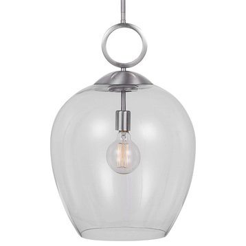 Elegant Oversize Glass Dome Pendant 1 Light, Simple Minimalist Retro Industrial