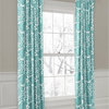Dappled Turquoise Floral Outdoor Curtain, Single Panel