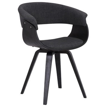 Armen Living Summer 19" Modern Fabric Dining Chair in Black and Charcoal
