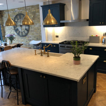 Stunning classic dark blue kitchen with a cafe style feel