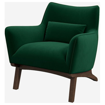 Gatsby Mid Century Modern Furniture Style Dark Green Velvet Accent Armchair