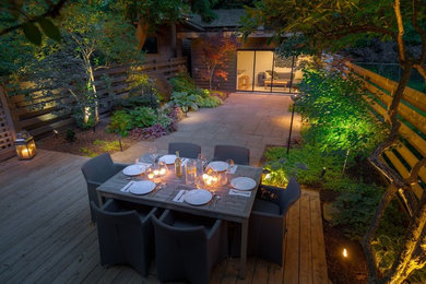 Photo of a small transitional shade backyard concrete paver landscaping in Toronto.