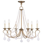 Livex Lighting - Pennington Chandelier, Antique Gold Leaf - This intricately accented and masterfully forged six light chandelier is from the Pennington collection. Finish is a antique gold leaf and features include gracefully sculpted arms and with sparkling clear crystal.