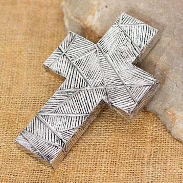 Novica Handmade Mexican Belief Aluminum Repousse Cross
