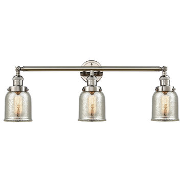 Small Bell 3-Light LED Bath Fixture, Polished Nickel, Glass: Silver Mercury