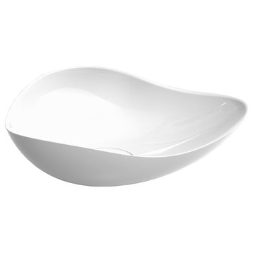 Ruy Ohtake By Roca Organic Porcelain Vessel Sink, Elongate Vessel Sink, White Glossy