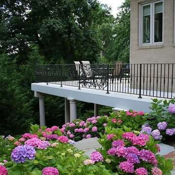 European Style Stone Deck with Wrought Iron Rail