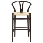 Euro Style - Evelina-B Bar Stool, Black Frame and Natural Seat, Walnut - Crafted with a rush seat and solid wood frame, the Evelina Bar Stool uses century old finishing techniques to bring graceful elegance to your home. Match this with the Evelina Counter Stool and Evelina Side Chair for the perfect combination.