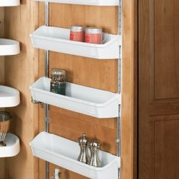 7 7/8" Five Shelf Door Storage W/Clips (White) - Kitchen Drawer Organizers