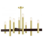 Livex Lighting - Livex Lighting Helsinki, 8 Light Chandelier, Satin Brass Finish, Antique Brass - The dramatic lines of the Helsinki collection remiHelsinki 8 Light Cha Satin BrassUL: Suitable for damp locations Energy Star Qualified: n/a ADA Certified: n/a  *Number of Lights: 8-*Wattage:60w Medium Base bulb(s) *Bulb Included:No *Bulb Type:Medium Base *Finish Type:Satin Brass