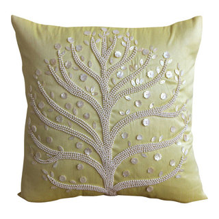 Sankara Deep Yellow Silk Throw Pillow 18x18 - Pillow Decor