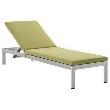Pemberly Row   Reclining Patio Chaise Lounge in Silver and Peridot