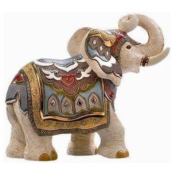 White Indian Elephant Ceramic Sculpture