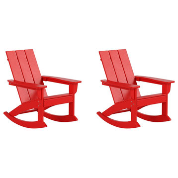 Parkdale Outdoor HDPE Plastic Adirondack Rocking Chair Red (Set of 2)