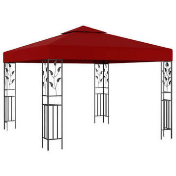 vidaXL Gazebo Canopy Tent Patio Pavilion Sunshade with Double Roofs Wine Red