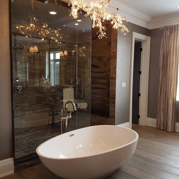Master Ensuite with Antique Brown Leathered Countertops